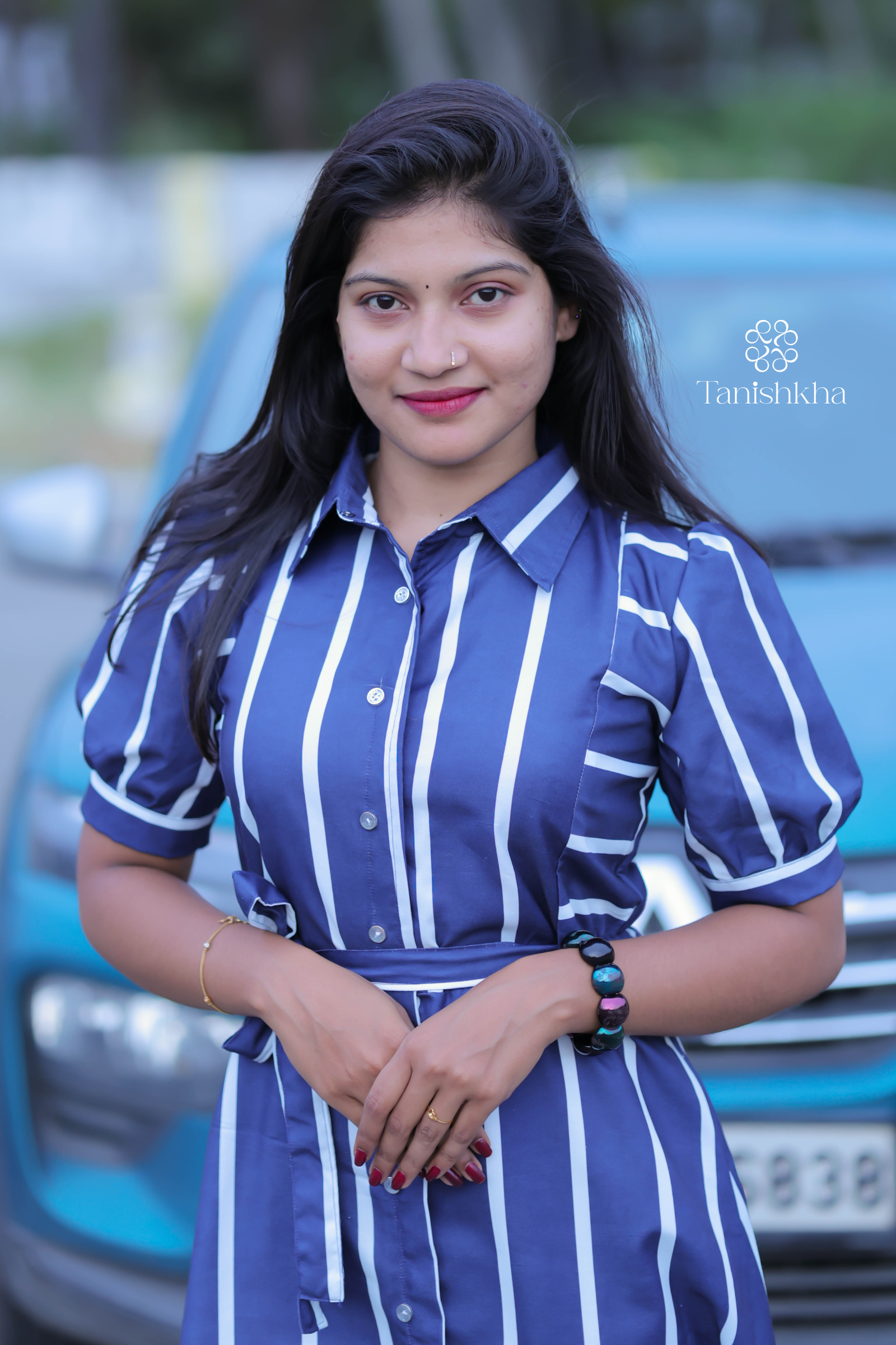 Indigo Stride Smart Striped Midi