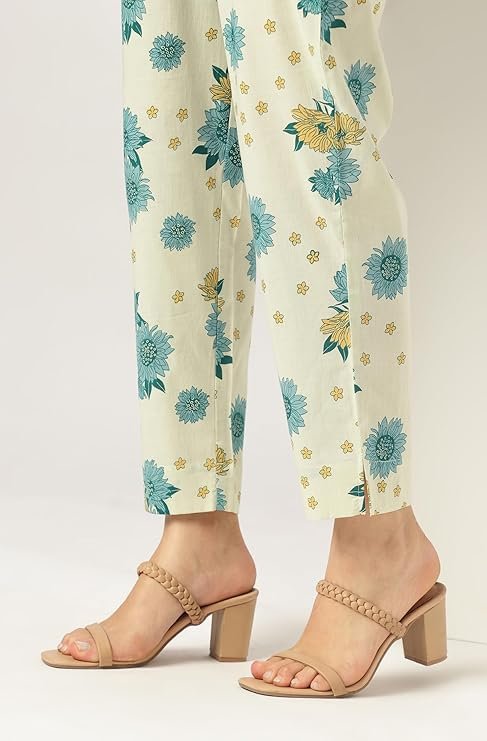 Mint Floral Pure Cotton Tiered Kurta Set